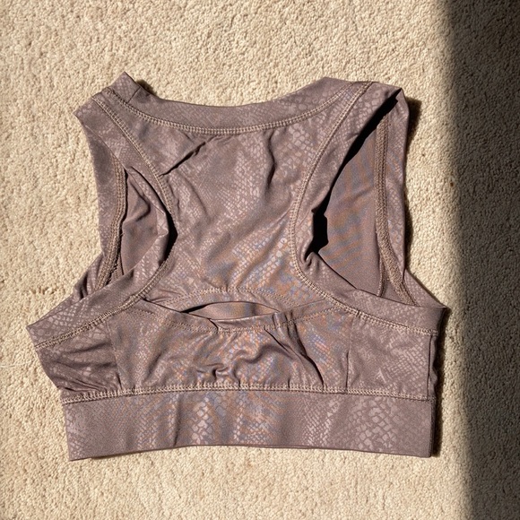 Relisted Tahari Sport tan snakeskin print animal print sports bra S M L - Picture 5 of 16